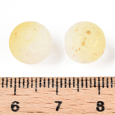 Frosted Baking Paint Crackle Glass Beads with Glitter Powder DGLA-T004-01I-1