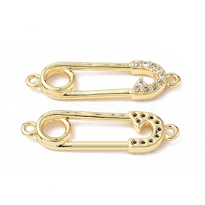 Eco-Friendly Rack Plating Brass Micro Pave Clear Cubic Zirconia Connector Charms KK-F845-04G-1