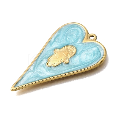 304 Stainless Steel Enamel Pendants STAS-E520-03B-G-1