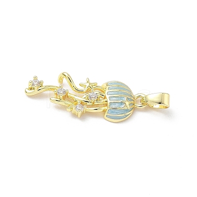 Brass Micro Pave Cubic Zirconia with Enamel Pendants KK-Z134-15G-01B-1