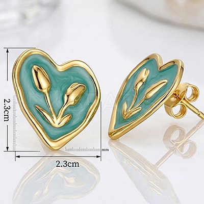 304 Stainless Steel Enamel Stud Earrings WG2A80C-02-1