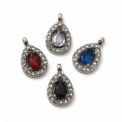 304 Stainless Steel Cubic Zirconia Pendants STAS-A076-01P-1