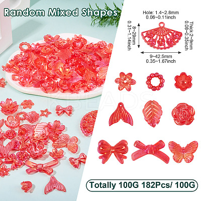 182Pcs 100G Transparent Acrylic Beads OACR-TA0003-66D-1