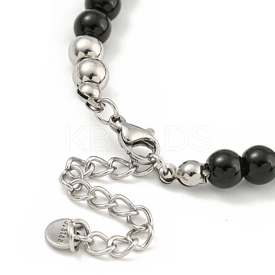 6mm Synthetic Non-magnetic Hematite & Glass & 304 Stainless Steel Round Beaded Bracelets for Women BJEW-G717-05P-1