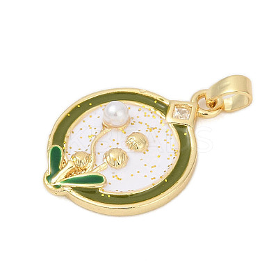 Brass Micro Pave Cubic Zirconia Pendants KK-U068-06G-1