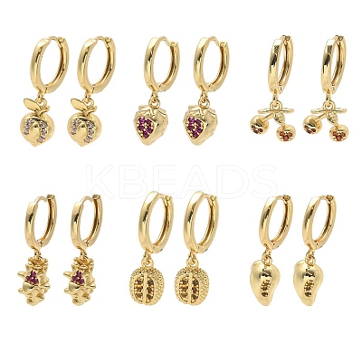 Brass Cubic Zirconia Hoop Earrings EJEW-Q015-01G-1