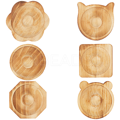 6Pcs 6 Styles Beech Wooden Jewelry Bracelet Finger Ring Diplay Holder Tray ODIS-BBC0001-03A-1