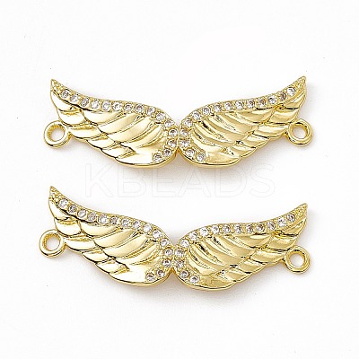 Brass Micro Pave Clear Cubic Zirconia Connector Charms KK-E068-VC078-1