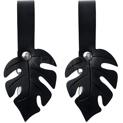 2Pcs Leaf PU Leather Cardigan Clips JEWB-CL0001-01C-1