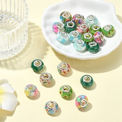 20Pcs 5 Colors Transparent Resin European Rondelle Beads RPDL-YW0001-13A-1
