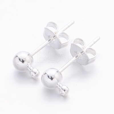 Silver Color Plated Brass Post Earring Findings X-EC593-NFS-1