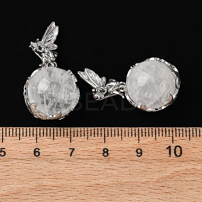 Natural Quartz Crystal Round Pendants G-G207-01P-08-1
