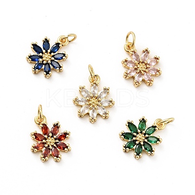 Rack Plating Brass Micro Pave Cubic Zirconia Charms ZIRC-F129-34-G-1