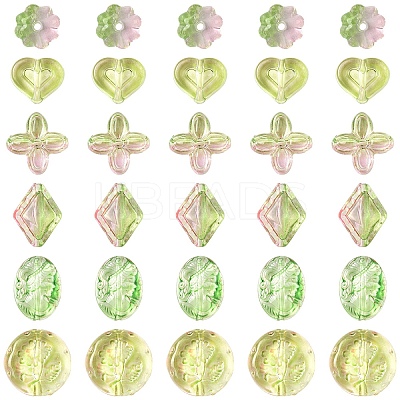 60Pcs 6 Styles Two Tone Transparent Acrylic Beads MACR-YW0004-09-1