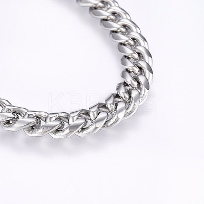 Tarnish Resistant 201 Stainless Steel Curb Chain Bracelets BJEW-E343-01A-1