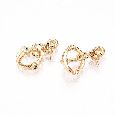 Brass Micro Pave Cubic Zirconia Peg Bails Pendants KK-U056-56G-1