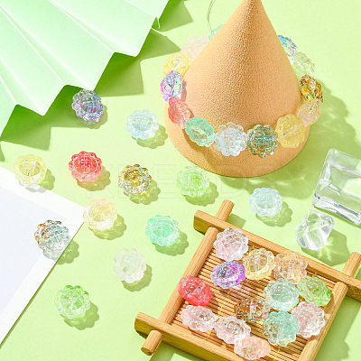 100Pcs Transparent Spray Painted Glass Beads GLAA-CJ0002-26-1