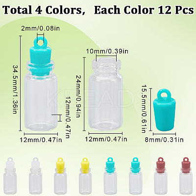 48Pcs 4 Colors Clear Glass Wishing Bottle Pendants GLAA-SC0002-56-1