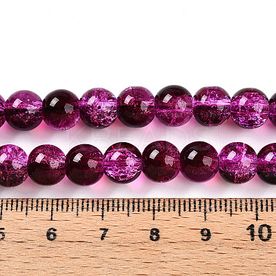 Transparent Crackle Glass Bead Strands X1-GLAA-T025-8mm-02F-1
