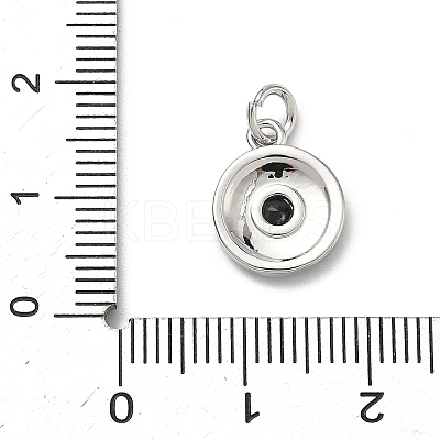 Brass Micro Pave Cubic Zirconia Flat Round Charms KK-C156-24P-1