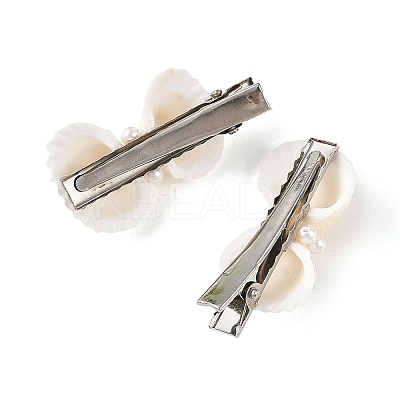 Natural White Shell & Shell Pearl & Iron Alligator Hair Clips PHAR-TA000004-1