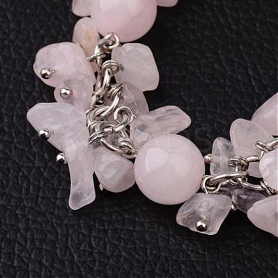 Rose Quartz Bracelets BJEW-JB02290-01-1