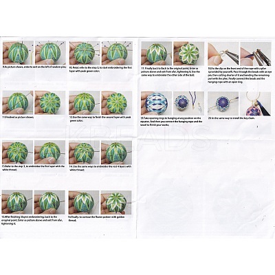 DIY Embroidery Temari Ball Keychain Kits DIY-I064-A05-1