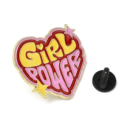 Word Girl Power Alloy Enamel Pins for Clothes for Women JEWB-F043-01C-1