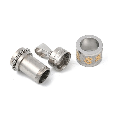Buddhist Healing Prayer Wheel 304 Stainless Steel Pendants STAS-F168-67A-P-1