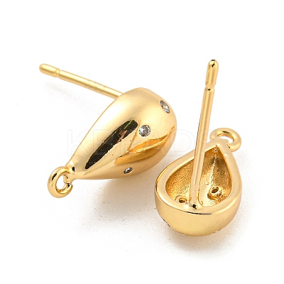 Brass Micro Pave Cubic Zirconia Stud Earring Findings KK-P263-19KCG-1