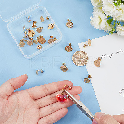 24Pcs 12 Style 304 Stainless Steel Ear Stud Findings STAS-AR0002-02G-1