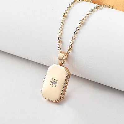 Clear Cubic Zirconia Locket Necklaces NJEW-A036-01B-1