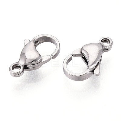 304 Stainless Steel Lobster Claw Clasps STAS-T065-15mm-34P-1