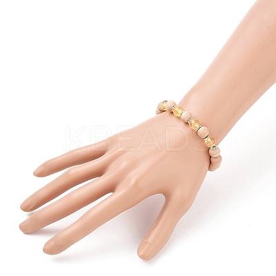 Round Natural Quartz Crystal Beaded Stretch Bracelets BJEW-JB05607-03-1