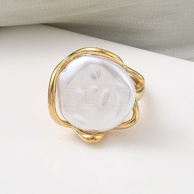304 Stainless Steel with Acrylic Finger Rings RJEW-Z118-10G-1