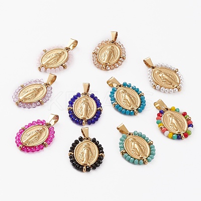 Real 18K Gold Plated 304 Stainless Steel Pendants STAS-H141-A-G-1-1