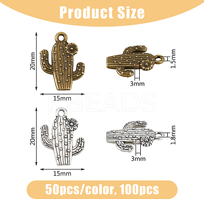 100Pcs 2 Style Tibetan Style Alloy Pendants TIBE-DC0001-07-1