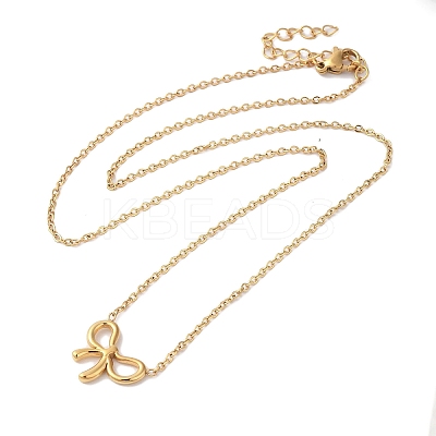 Ion Plating(IP) 304 Stainless Steel Cable Chain Bowknot Pendant Necklaces NJEW-Z041-03G-04-1
