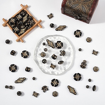 200Pcs 10 Styles UV Plating Acrylic Beads MACR-YW0004-15-1