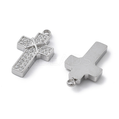 304 Stainless Steel Micro Pave Cubic Zirconia Pendants STAS-Z121-47P-01-1
