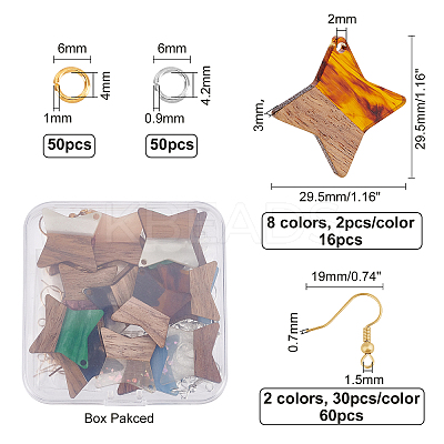DIY 8 Pairs Star Wood Earring Makings DIY-FH0001-97-1