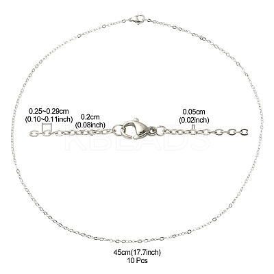 10Pcs 304 Stainless Steel Cable Chain Necklaces Set for Men Women STAS-YW0002-01P-1
