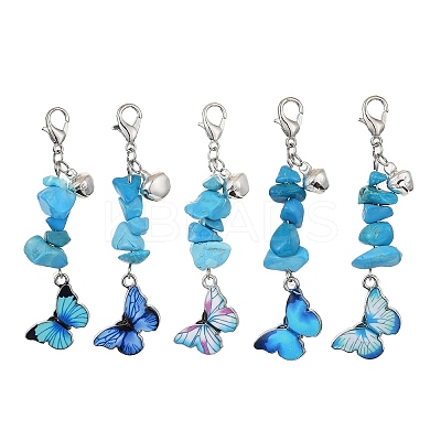 Alloy Enamel Butterfly Pendant Decorations HJEW-JM01378-S-1