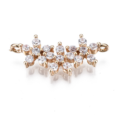 Brass Micro Pave Clear Cubic Zirconia Links Connectors KK-S359-151-RS-1
