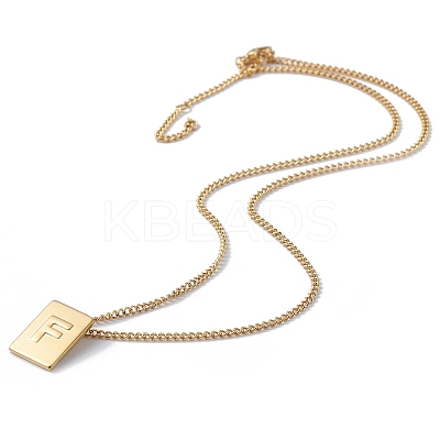 Stainless Steel Initial Letter Rectangle Pendant Necklace for Men Women NJEW-E090-01G-06-1