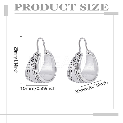 1 Pair Carved Pattern Alloy Hoop Earrings for Women EJEW-LP0003-55-1