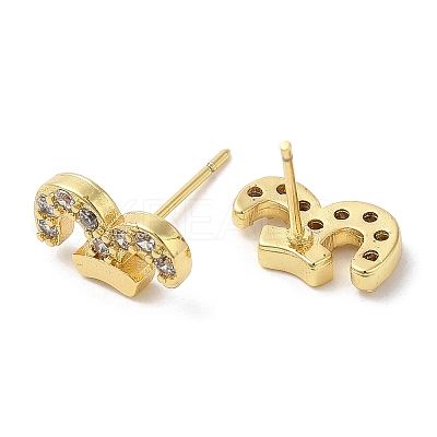 Rack Plating Brass Aries Stud Earrings with Cubic Zirconia EJEW-D061-40G-1