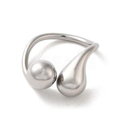 Non-Tarnish 316 Stainless Steel Cuff Ring RJEW-C066-01P-1