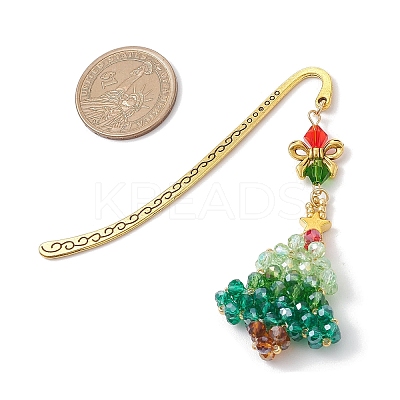 Glass Christmas Tree Charms Bookmarks AJEW-MZ00006-1