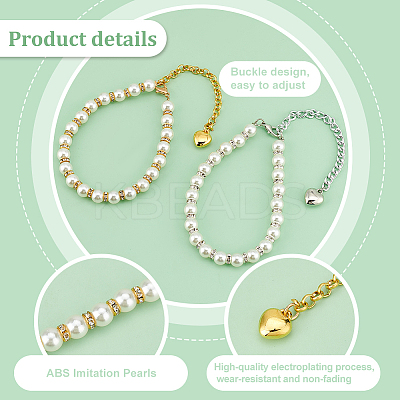 4Pcs 2 Colors Round Resin Imitation Pearl Anti-Loose High Heel Shoelaces AJEW-PH0011-56A-1